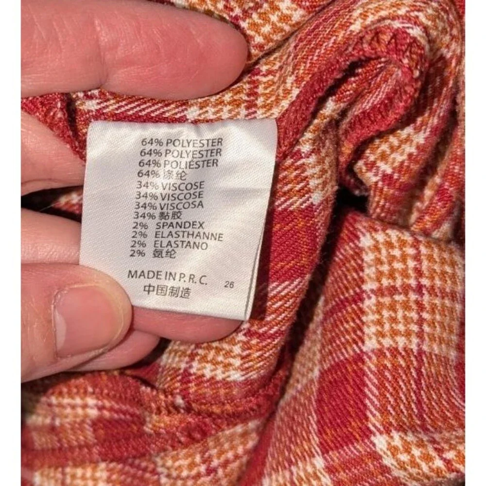 Brandy Melville John Galt Cara Red and Tan Plaid Dual Front Slit Mini Skirt OS